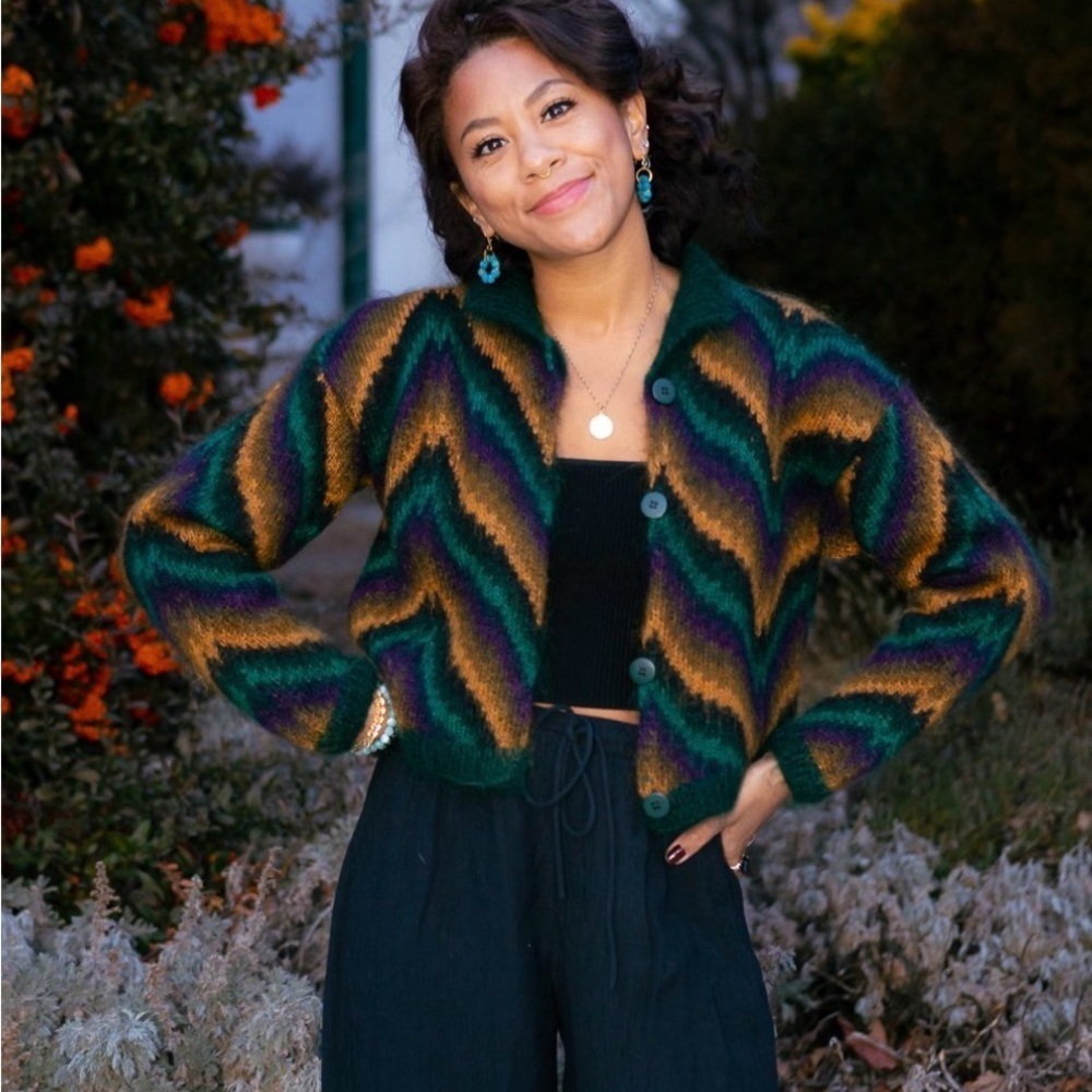 Vintage Designer Linda Allard for Ellen Tracy Mohair Cardigan Sweater Size Small - Picture 6 of 6